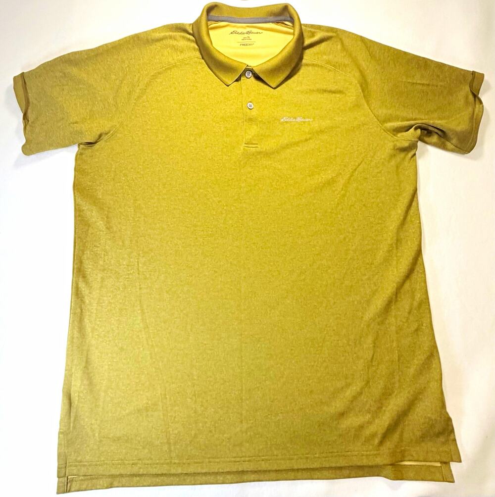Eddie Bauer Men’s Tall XL FreeDry Performance Polo Shirt Olive Gold Short Sleeve